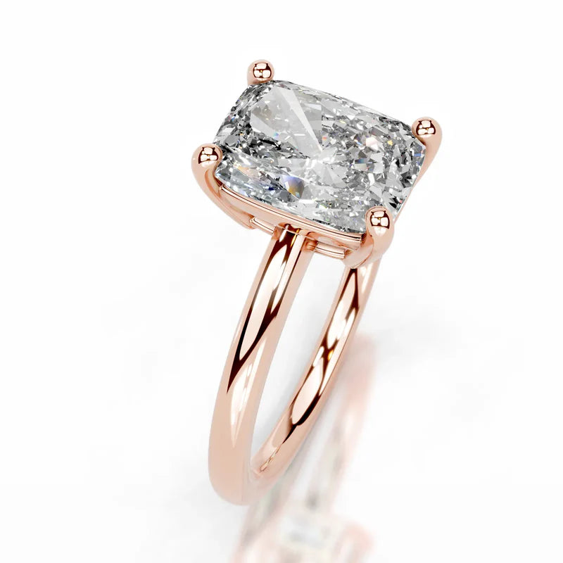 Rose :: Modern elongated cushion lab grown diamond ring simple solitaire style