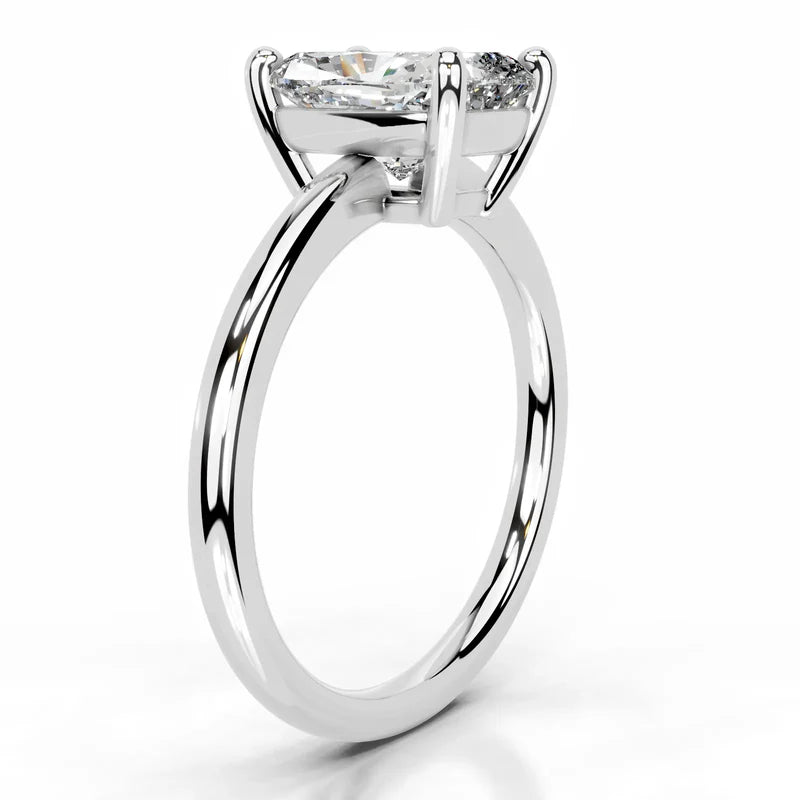 White :: IGI certified elongated cushion diamond ring lab grown solitaire design