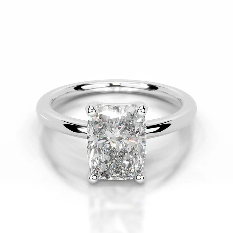 White :: Elongated cushion cut lab grown diamond engagement ring IGI certified solitaire
