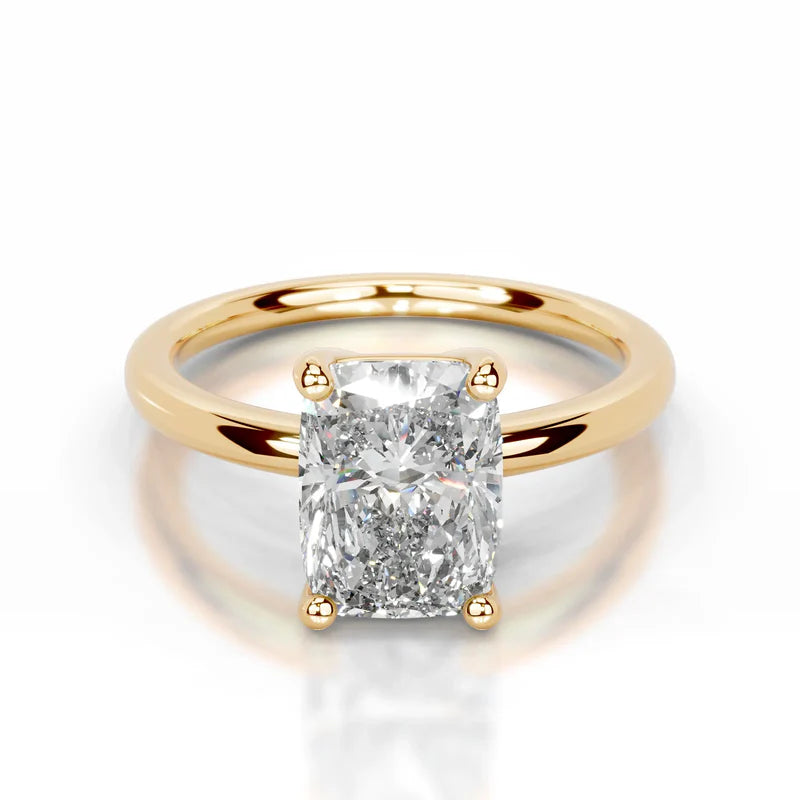 Yellow :: IGI certified lab grown diamond ring elongated cushion cut bridal jewelry