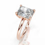 Rose :: Elongated radiant cut lab grown diamond ring simple solitaire style