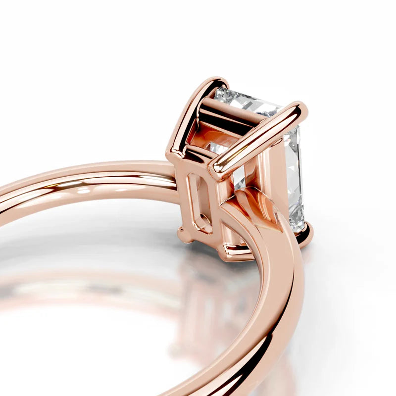 Rose :: Radiant cut lab diamond engagement ring classic elongated solitaire