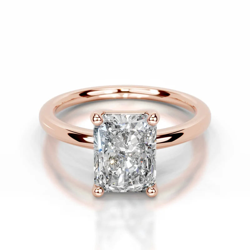 Rose :: Radiant cut IGI certified lab grown diamond ring modern solitaire design