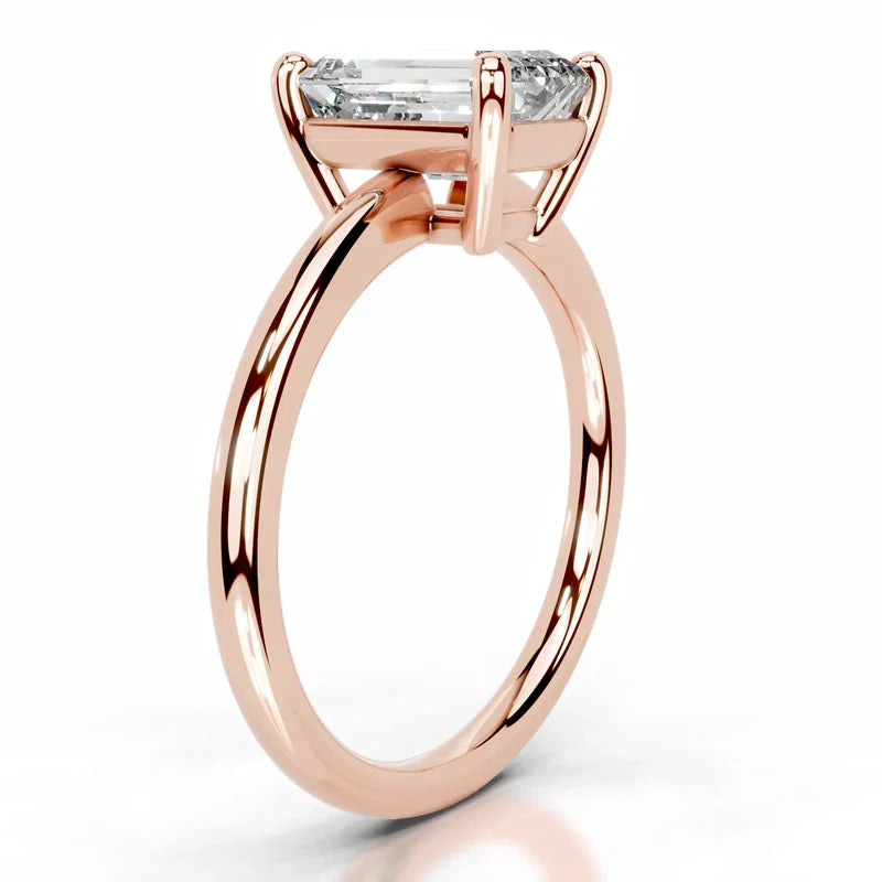 Rose :: Timeless emerald cut solitaire lab diamond ring IGI certified design