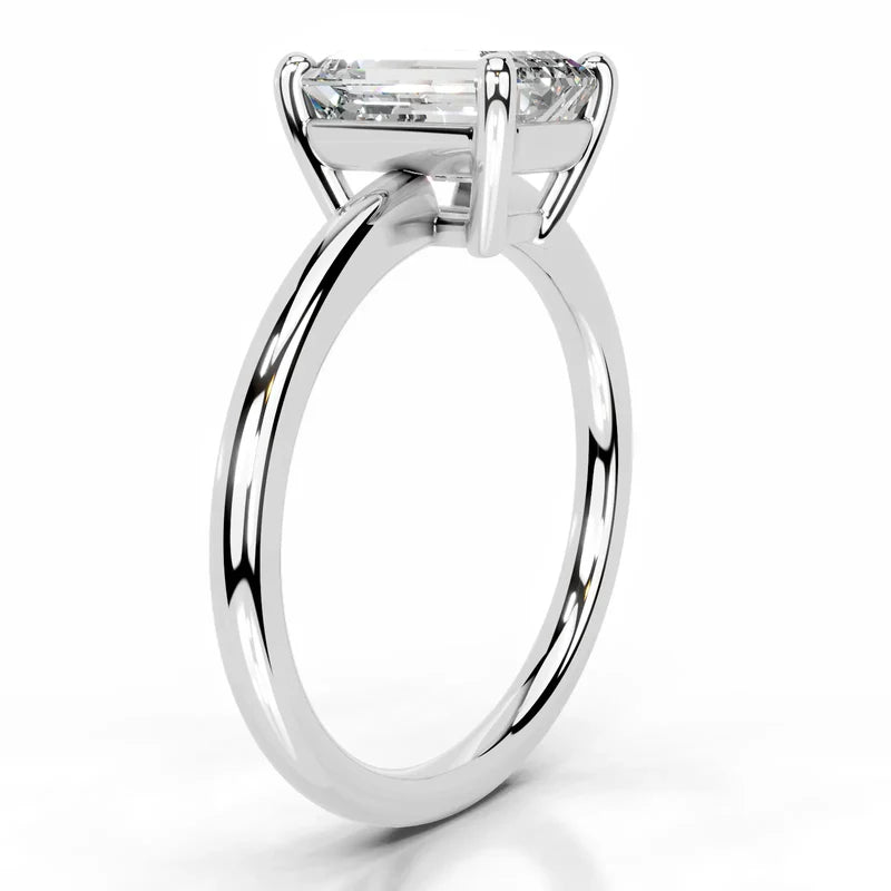 White :: IGI certified emerald cut lab diamond ring elegant solitaire design