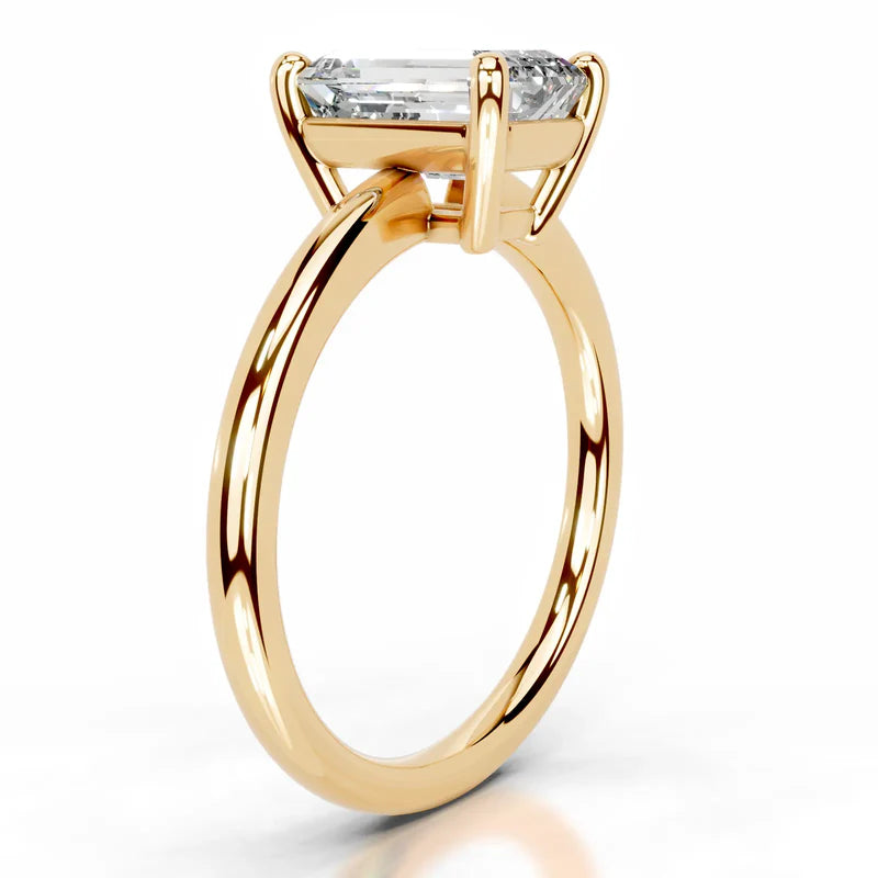 Yellow :: Emerald cut diamond ring lab grown fine jewelry for proposal
