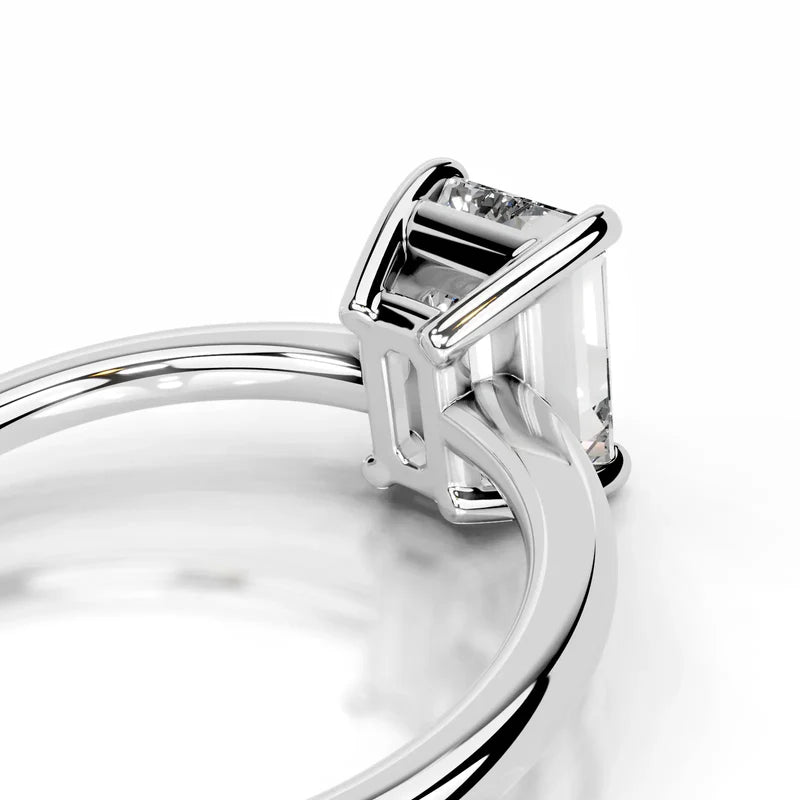 White :: Elegant emerald cut diamond engagement ring lab grown timeless solitaire