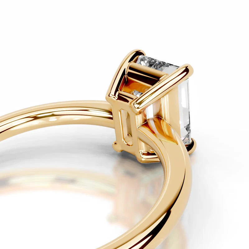 Yellow :: Premium emerald cut lab diamond ring elegant timeless engagement