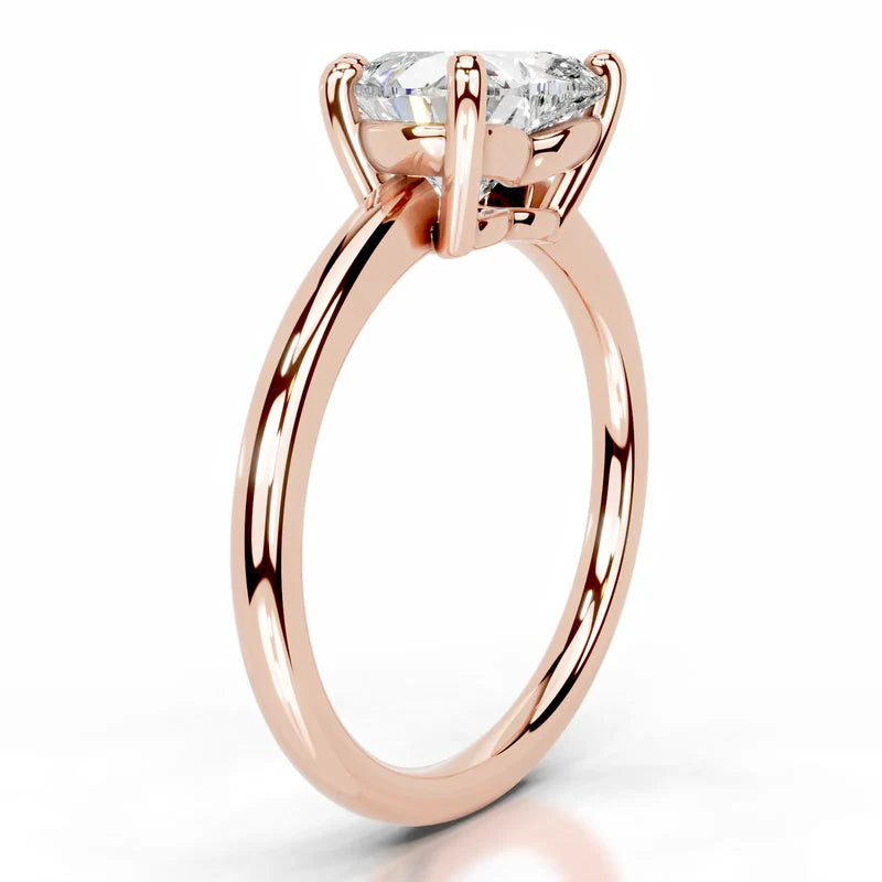 Rose :: Heart shaped solitaire lab diamond ring IGI certified bridal jewelry