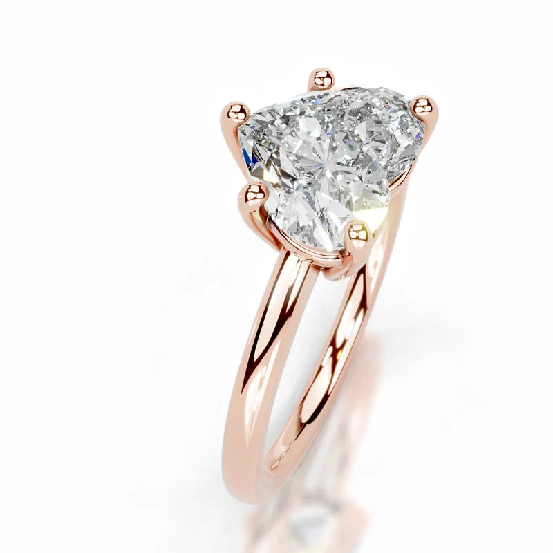 Rose :: Elegant heart cut lab grown diamond ring simple solitaire setting