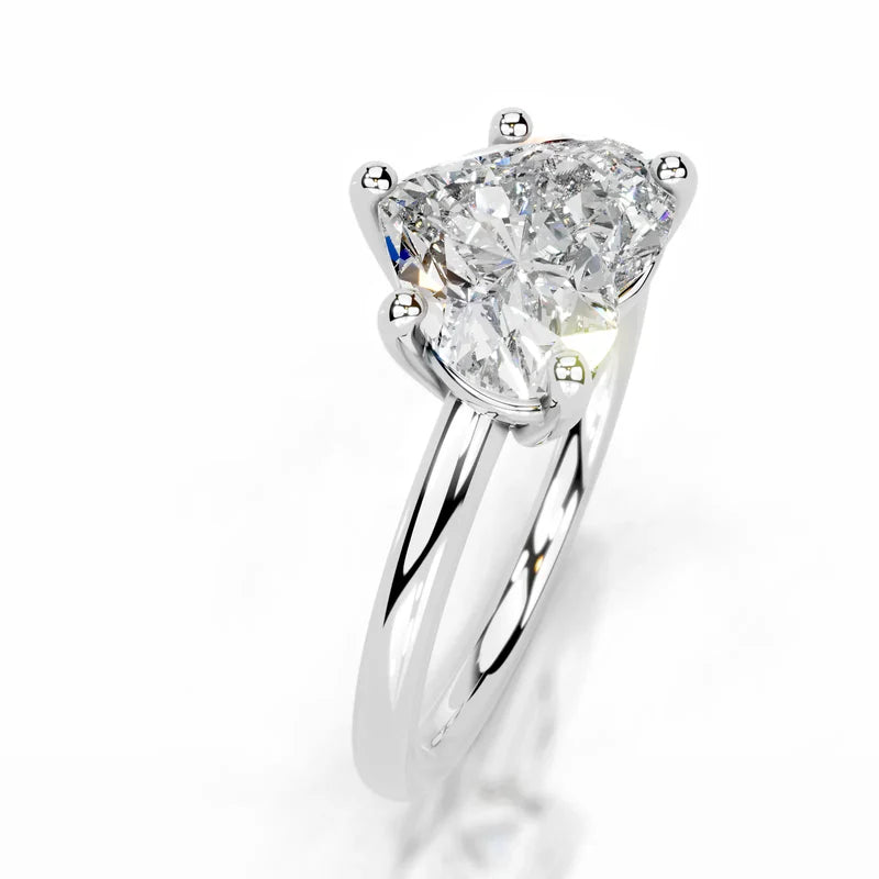 White :: Heart cut lab grown diamond engagement ring minimalist solitaire setting