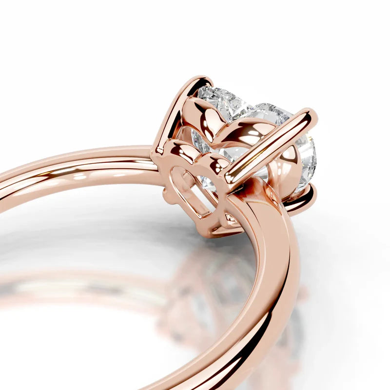 Rose ::Heart shape lab diamond engagement ring classic romantic solitaire
