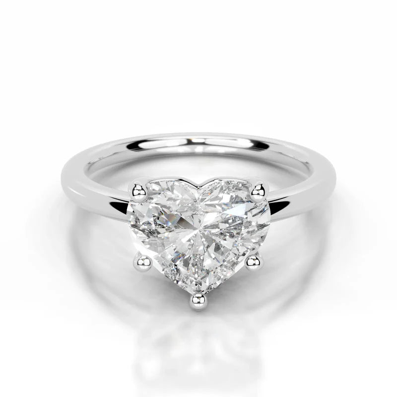 White :: Heart shape lab grown diamond engagement ring IGI certified solitaire