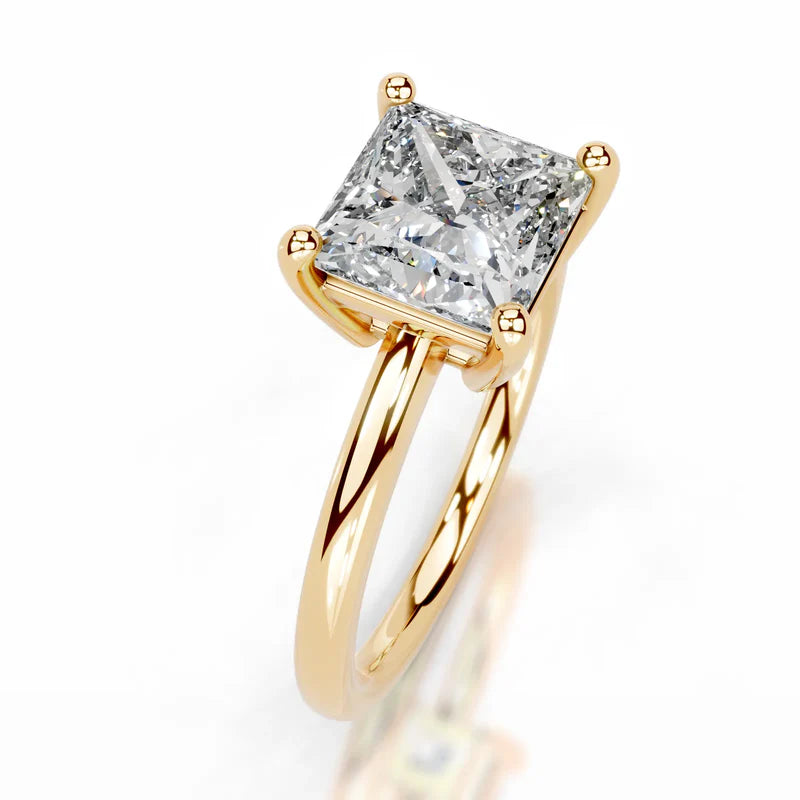 Yellow :: Princess solitaire engagement ring lab created diamond IGI certified