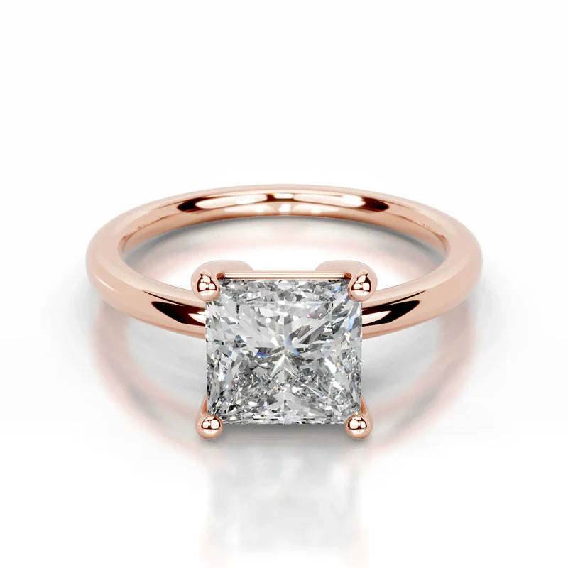 Rose :: Princess cut IGI certified lab diamond ring timeless square solitaire jewelry