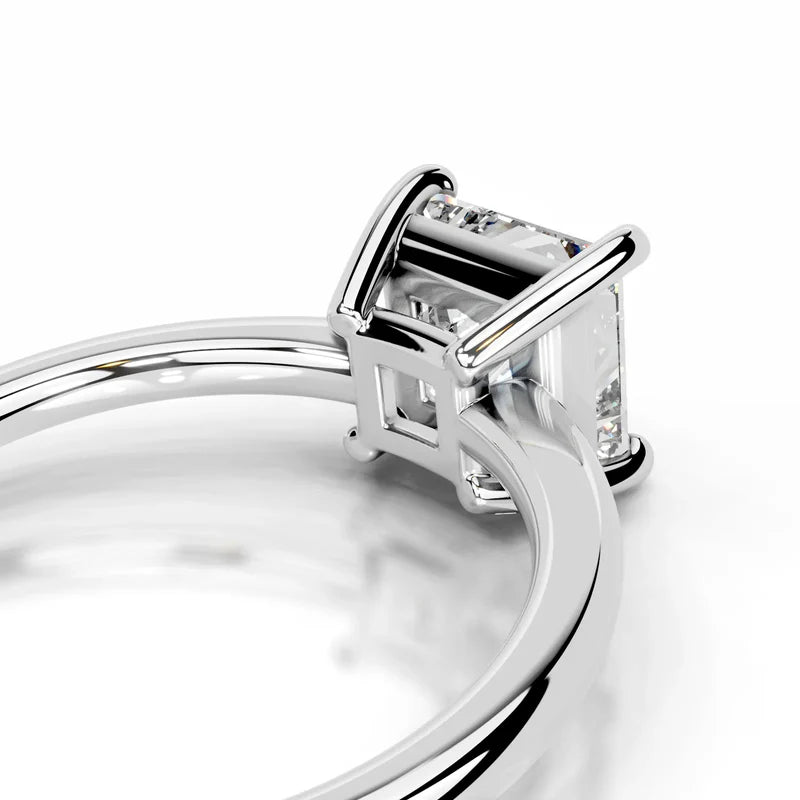 White :: Elegant princess cut diamond ring lab grown classic engagement solitaire