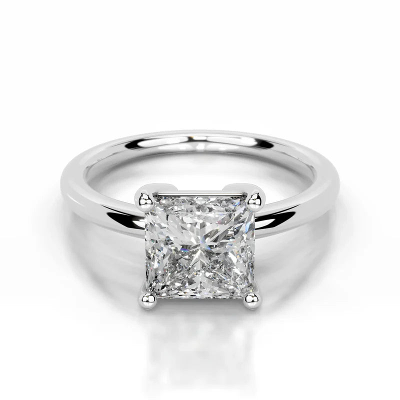 White :: Princess cut lab grown diamond engagement ring IGI certified solitaire
