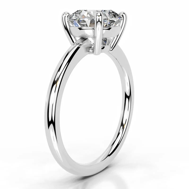 White :: Round brilliant solitaire lab grown diamond ring classic engagement jewelry