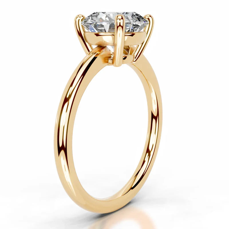 Yellow :: Minimalist round cut lab diamond ring elegant engagement style