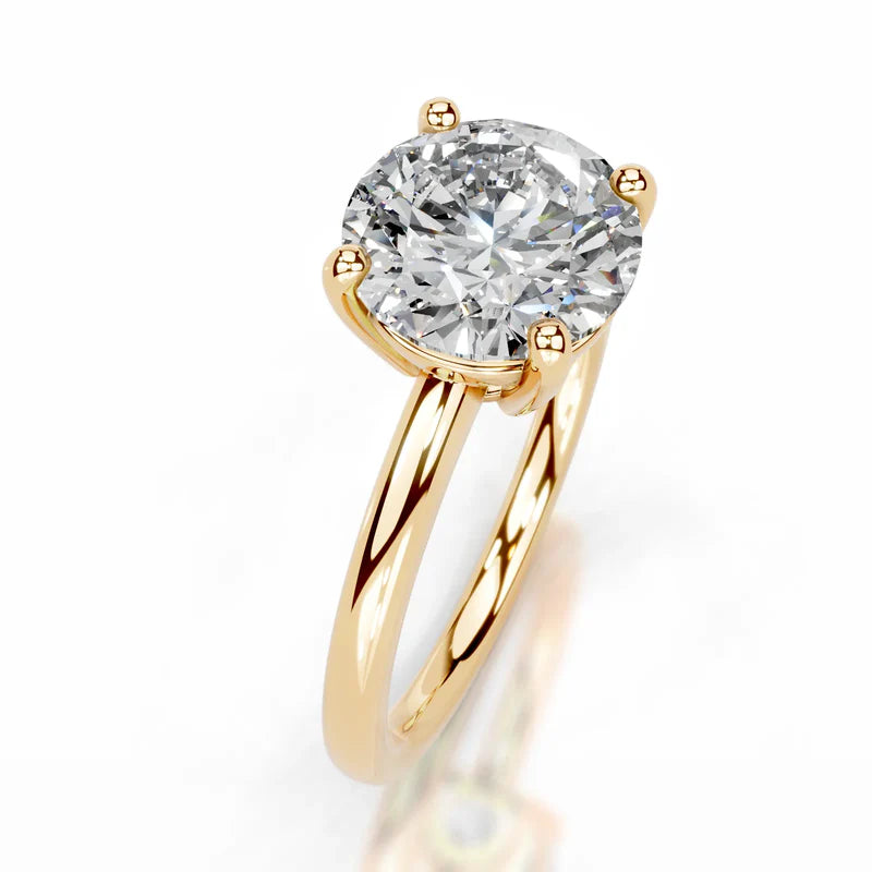 Yellow :: Round diamond ring lab grown fine jewelry for proposal solitaire