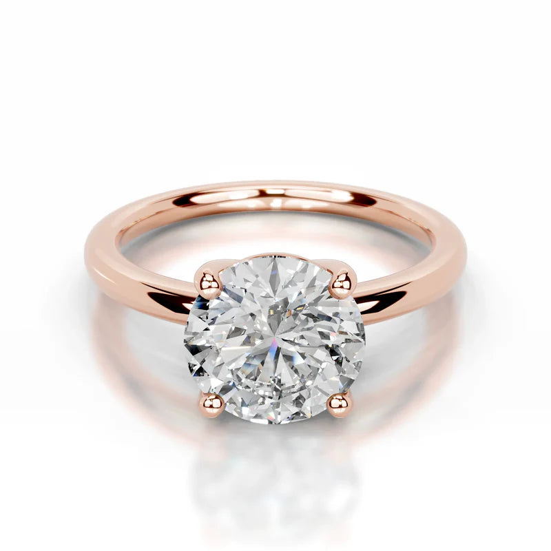 Rose :: Classic round brilliant lab diamond ring elegant engagement solitaire