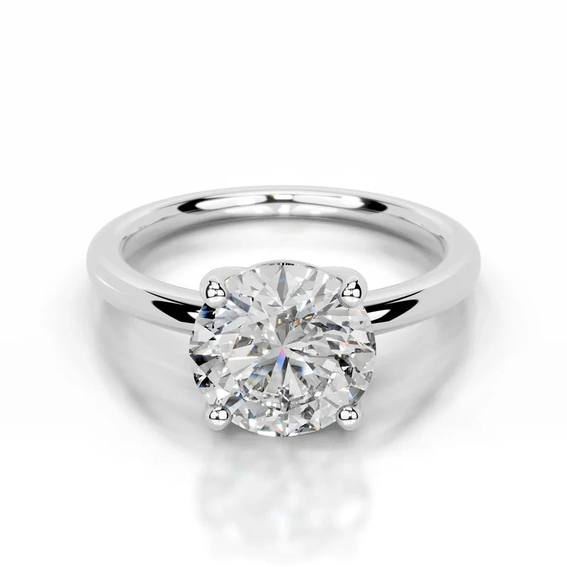 White :: Round cut lab grown diamond engagement ring IGI certified solitaire