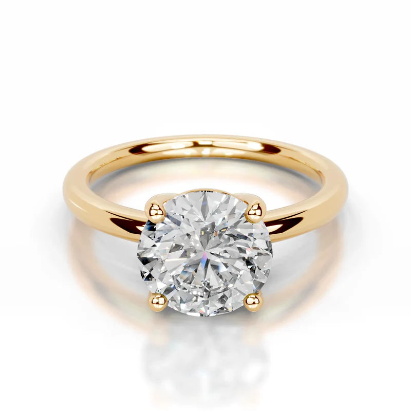 Yellow :: Round brilliant lab diamond engagement ring classic solitaire design