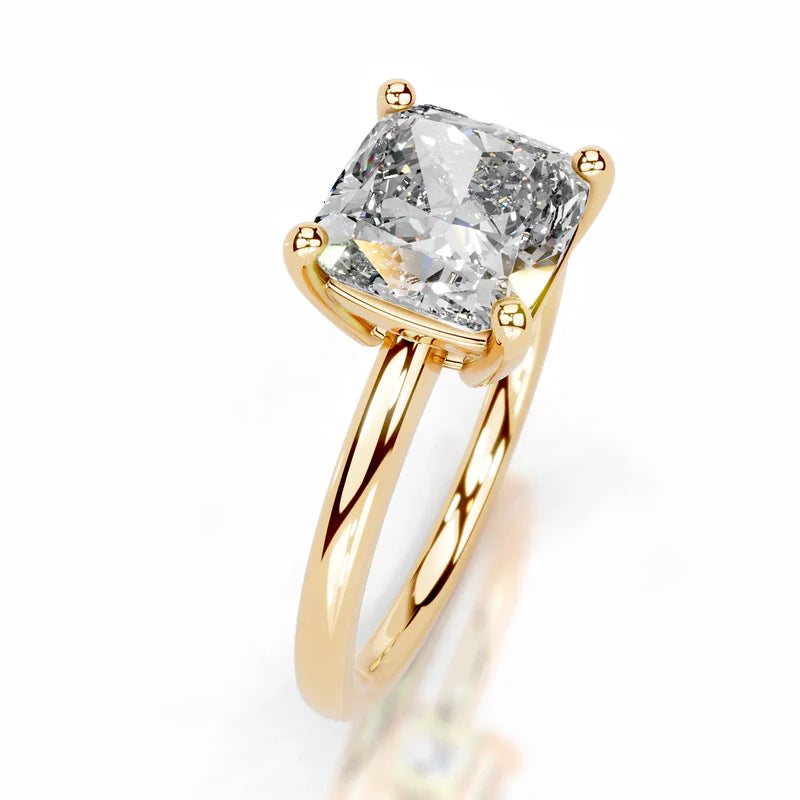 Yellow :: Square cushion solitaire engagement ring lab created diamond IGI certified