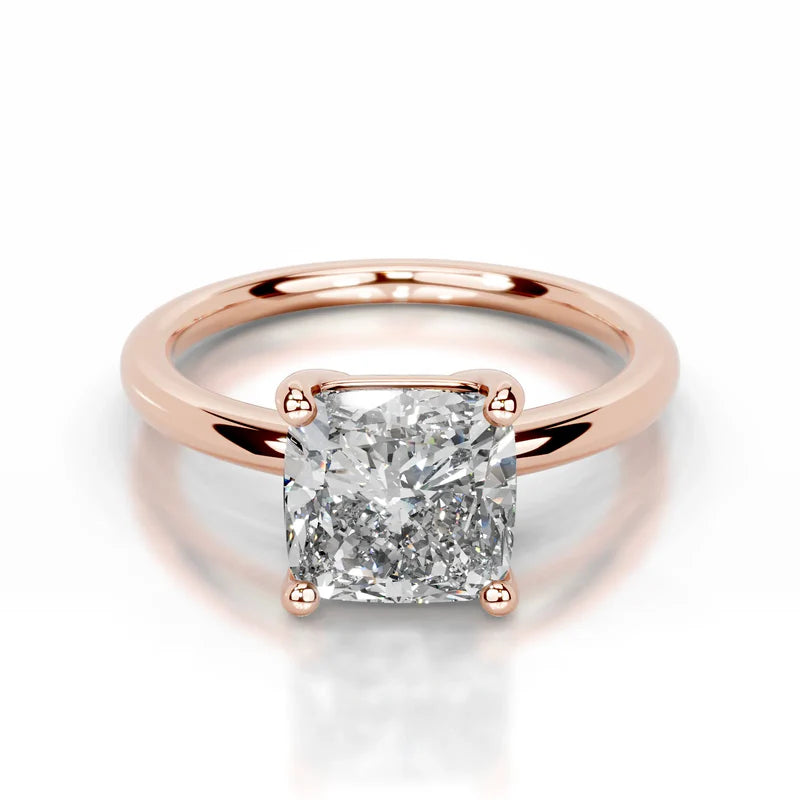 Rose :: Square cushion IGI certified lab diamond ring classic soft square solitaire