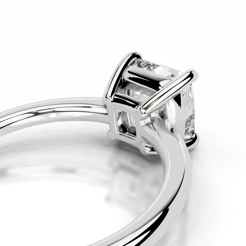 White :: Elegant square cushion cut diamond ring lab grown timeless engagement solitaire