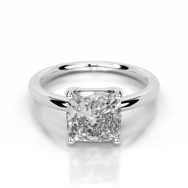 White :: Square cushion cut lab grown diamond engagement ring IGI certified solitaire