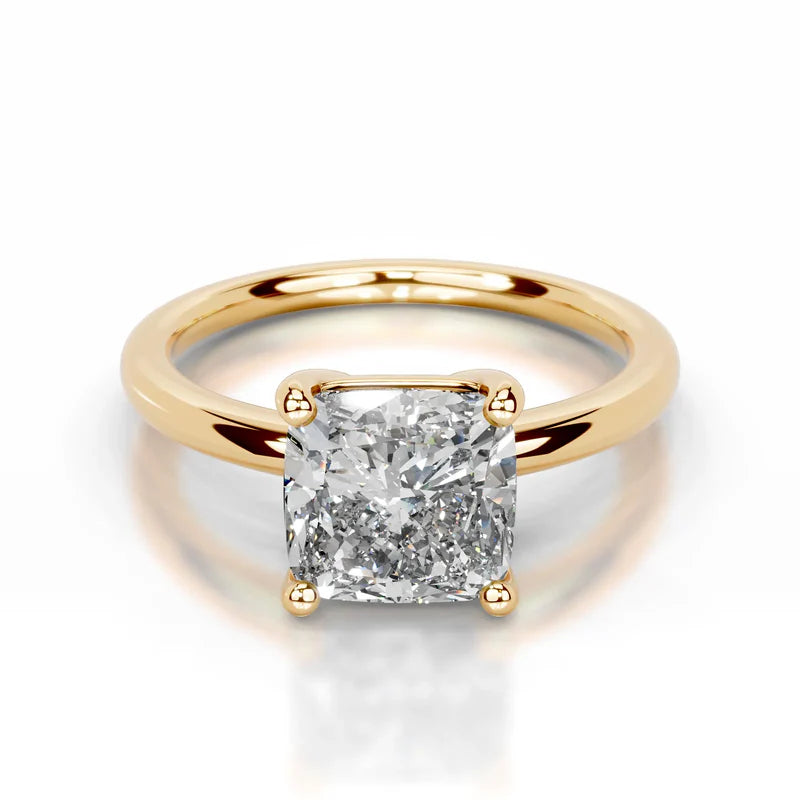 Yellow :: IGI certified square cushion lab grown diamond ring bridal solitaire jewelry