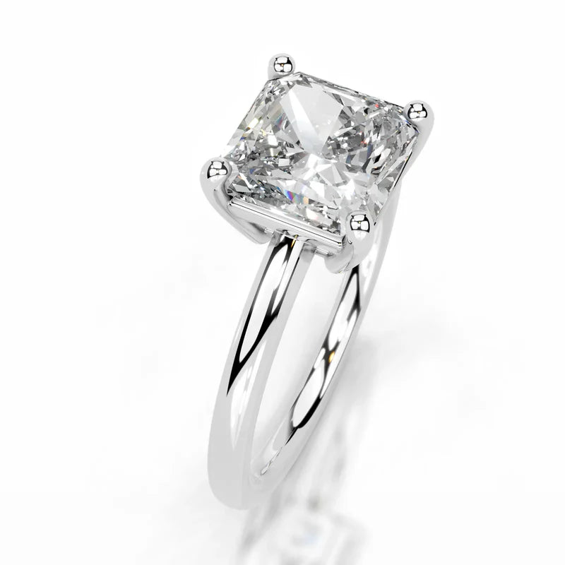 White :: Square radiant lab grown diamond engagement ring minimalist solitaire setting