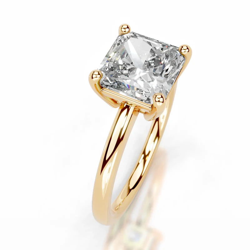 Yellow :: Square radiant solitaire engagement ring lab created diamond IGI certified