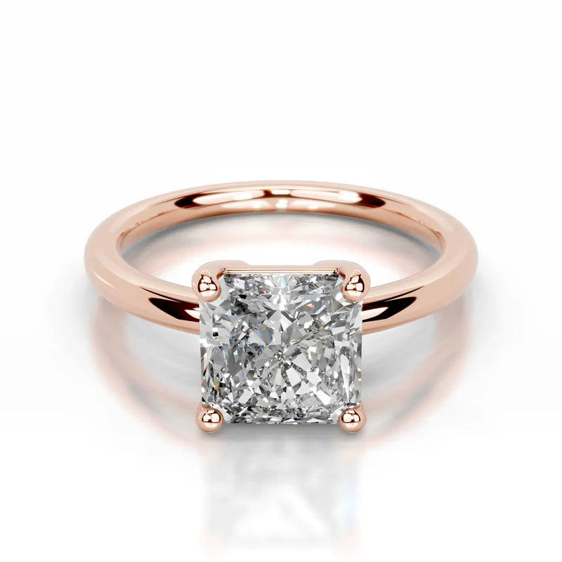 Rose :: Square radiant IGI certified lab diamond ring brilliant square solitaire jewelry