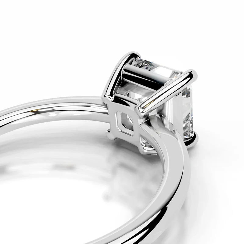 White :: Elegant square radiant cut diamond ring lab grown modern engagement solitaire