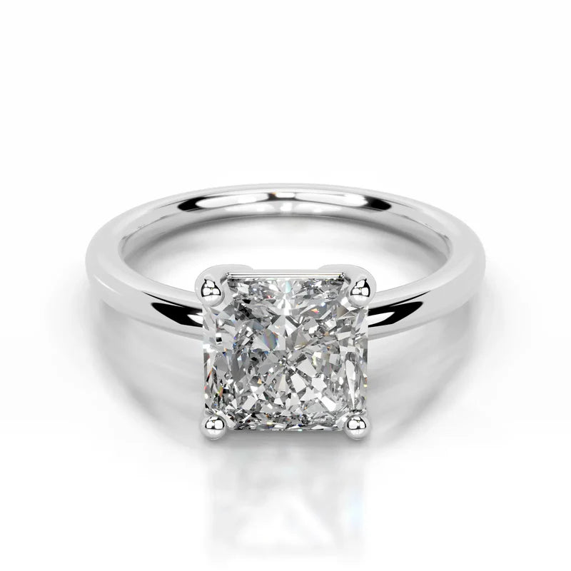 White :: Square radiant cut lab grown diamond engagement ring IGI certified solitaire