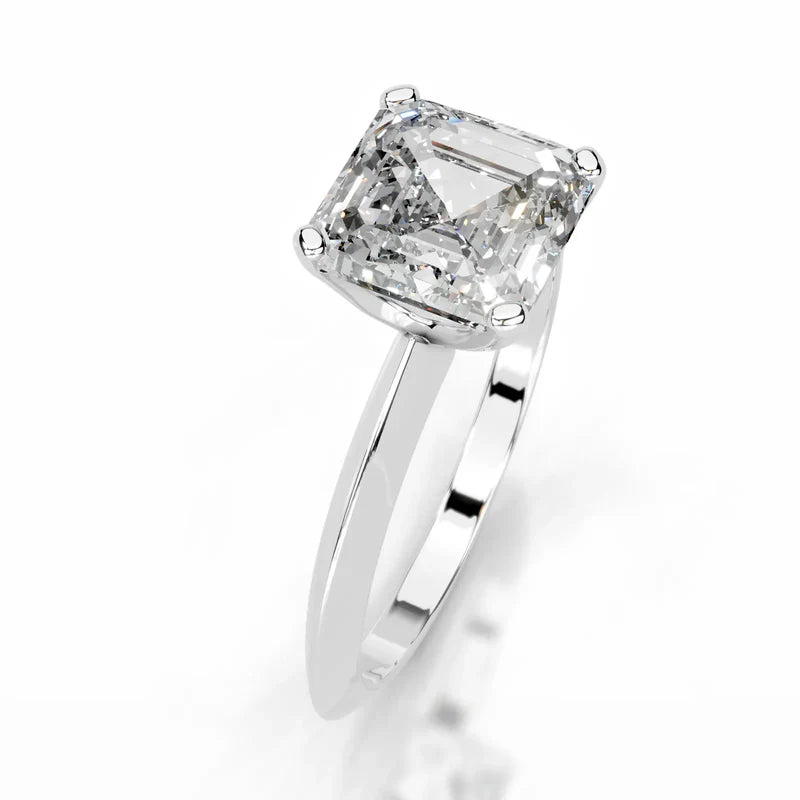 White :: Celestara asscher lab grown diamond engagement ring vintage solitaire style