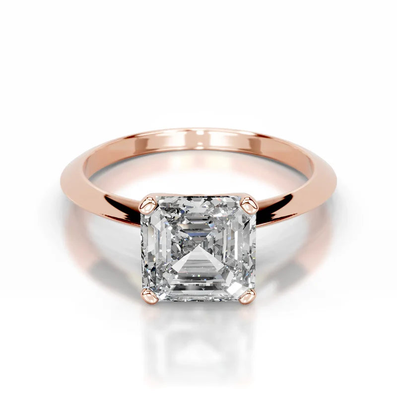 Rose :: Celestara asscher solitaire lab grown diamond ring minimalist engagement jewelry