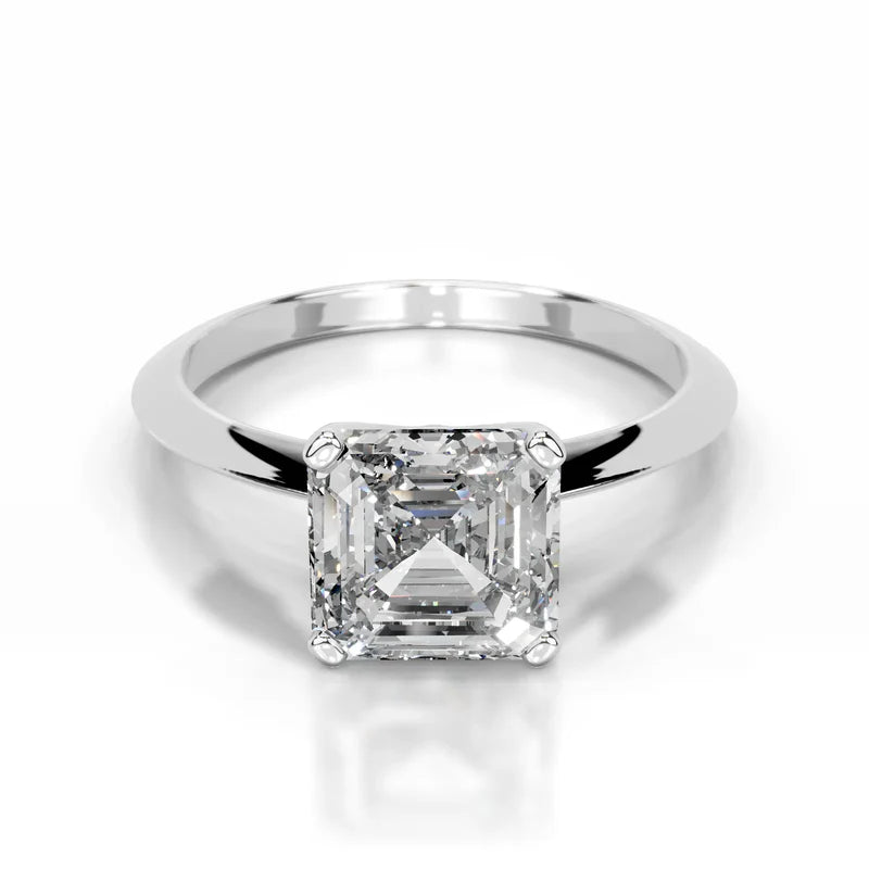 White :: Celestara asscher solitaire lab grown diamond engagement ring IGI certified