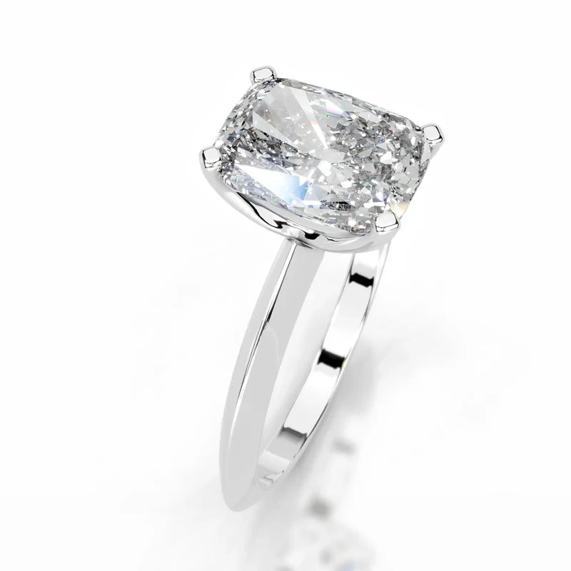 White :: Celestara elongated cushion lab grown diamond engagement ring classic solitaire style