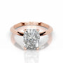 Rose :: Celestara elongated cushion solitaire lab grown diamond ring minimalist engagement jewelry