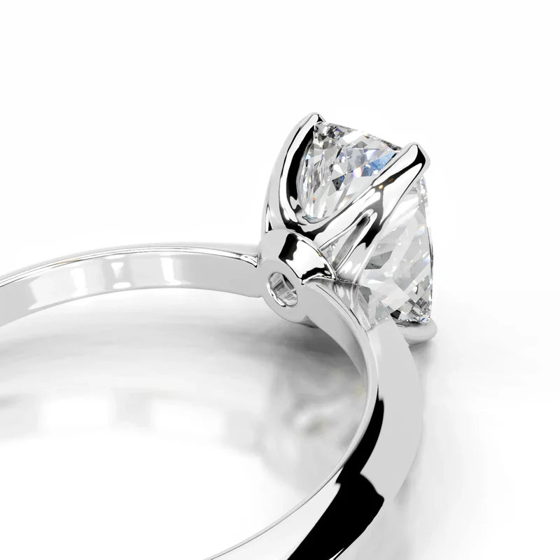White :: Elegant elongated cushion cut Celestara lab diamond ring IGI certified engagement