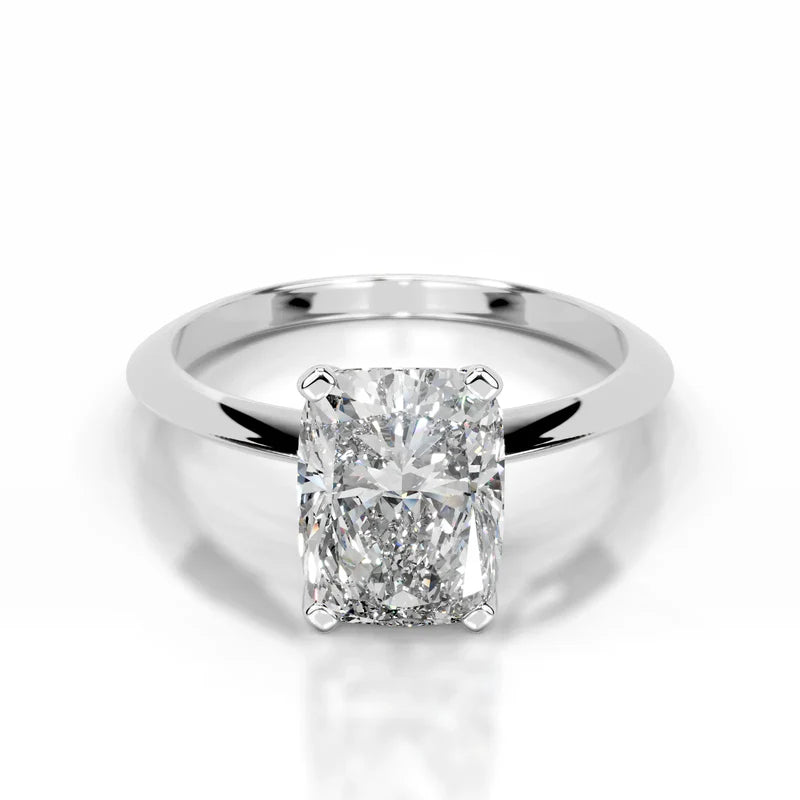 White :: Celestara elongated cushion solitaire lab grown diamond engagement ring IGI certified