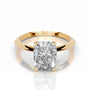 Yellow :: Celestara elongated cushion solitaire lab grown diamond ring premium engagement design
