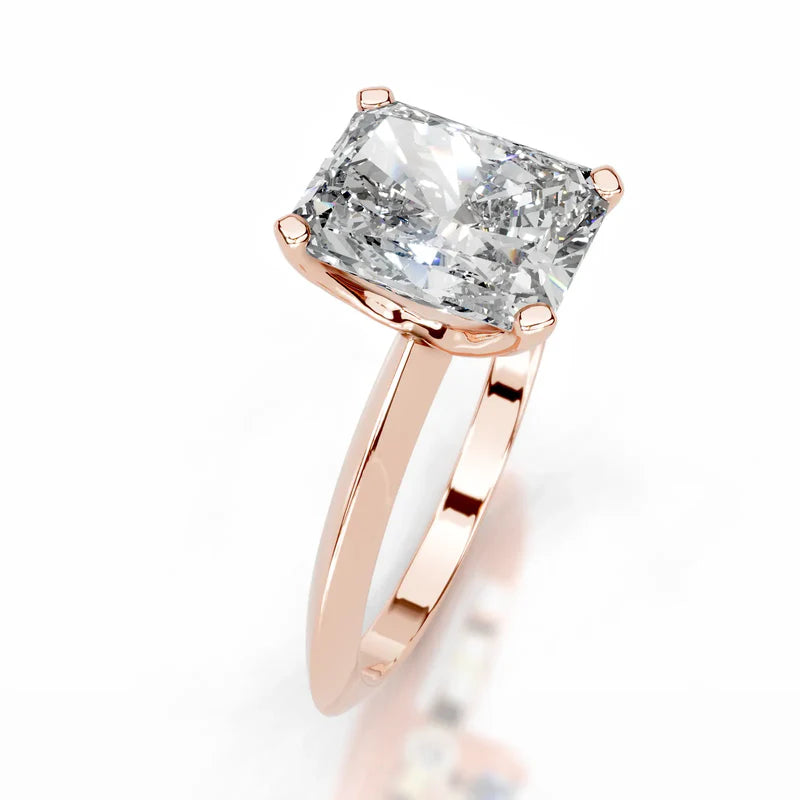 Rose :: Celestara radiant lab grown diamond ring simple elegant solitaire setting