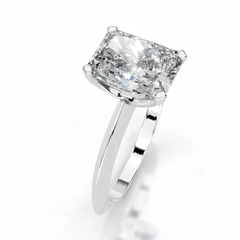 White :: Celestara radiant lab grown diamond engagement ring modern solitaire style