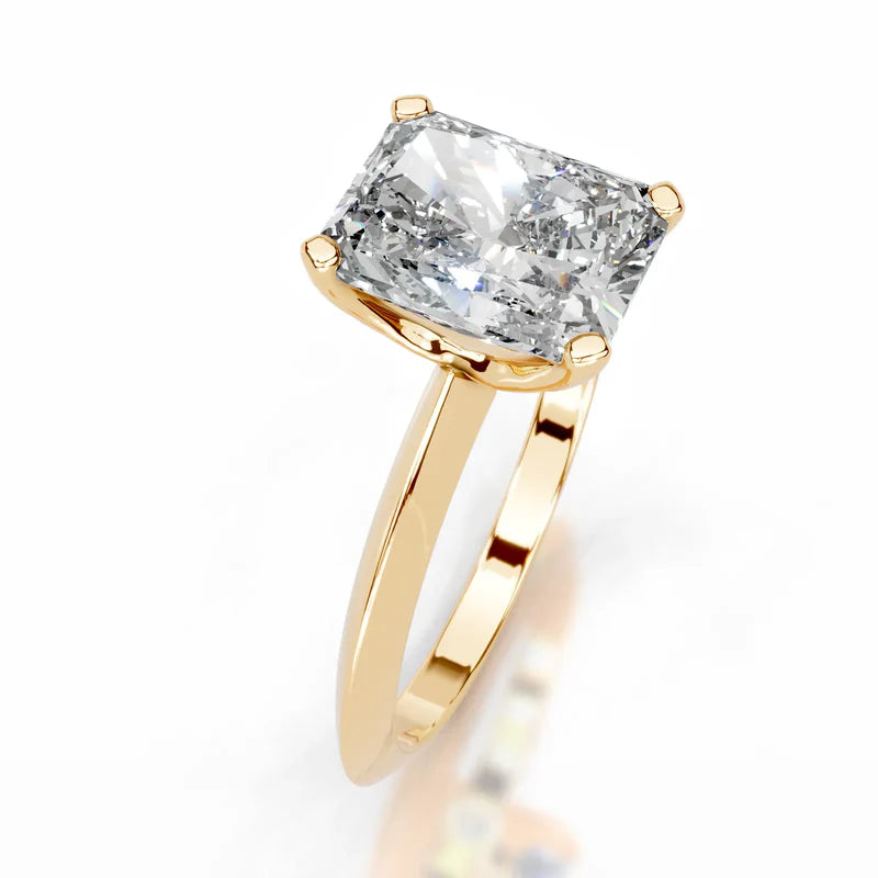Yellow :: Radiant solitaire engagement ring Celestara lab created diamond IGI certified