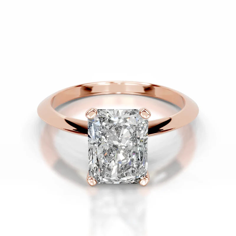 Rose :: Celestara radiant solitaire lab grown diamond ring minimalist engagement jewelry