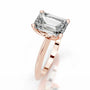 Rose :: Celestara emerald lab grown diamond ring simple elegant solitaire setting